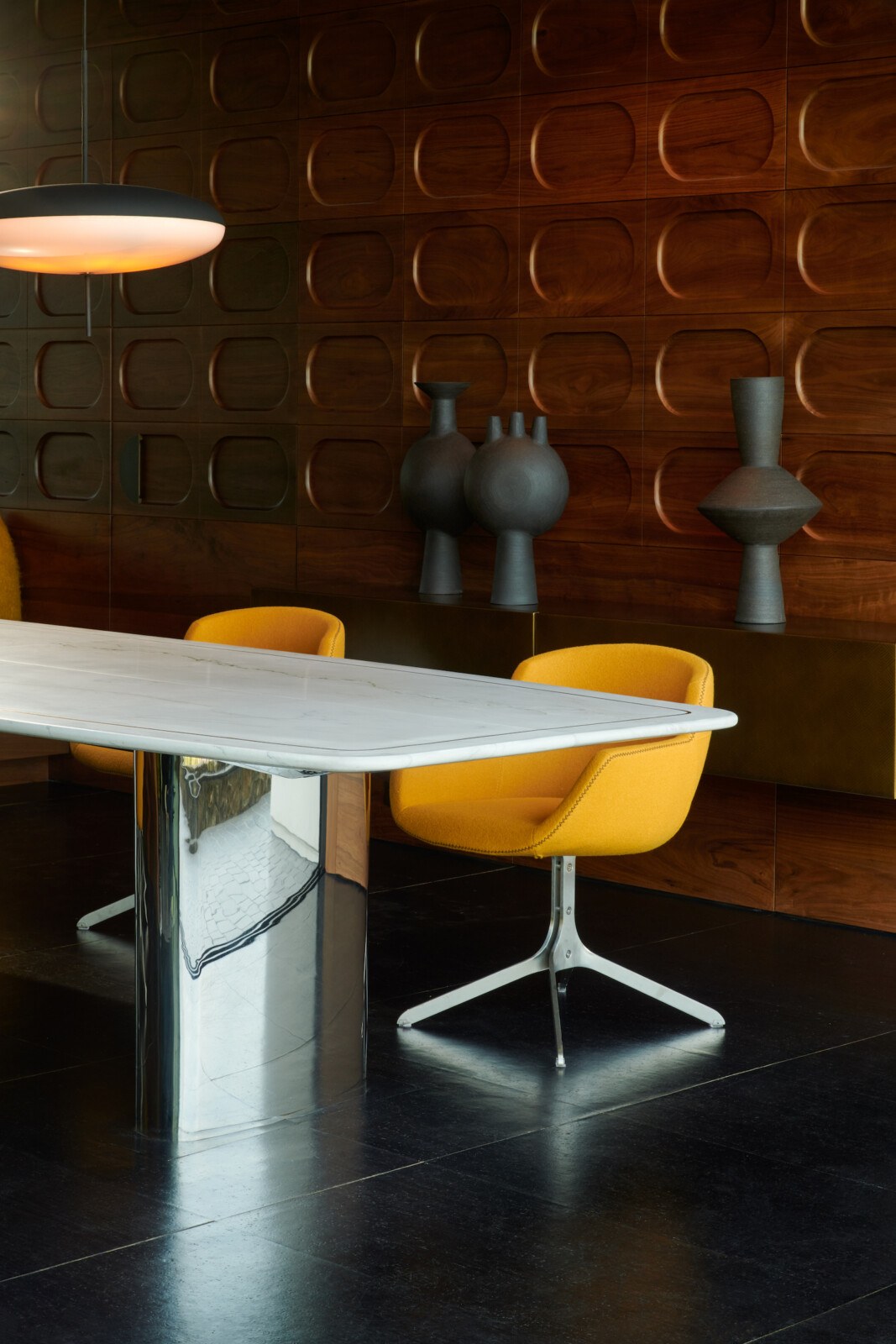 Floating Marble Dining Table in Dining Room