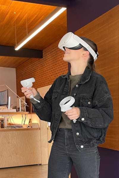 Employee Using VR Headset
