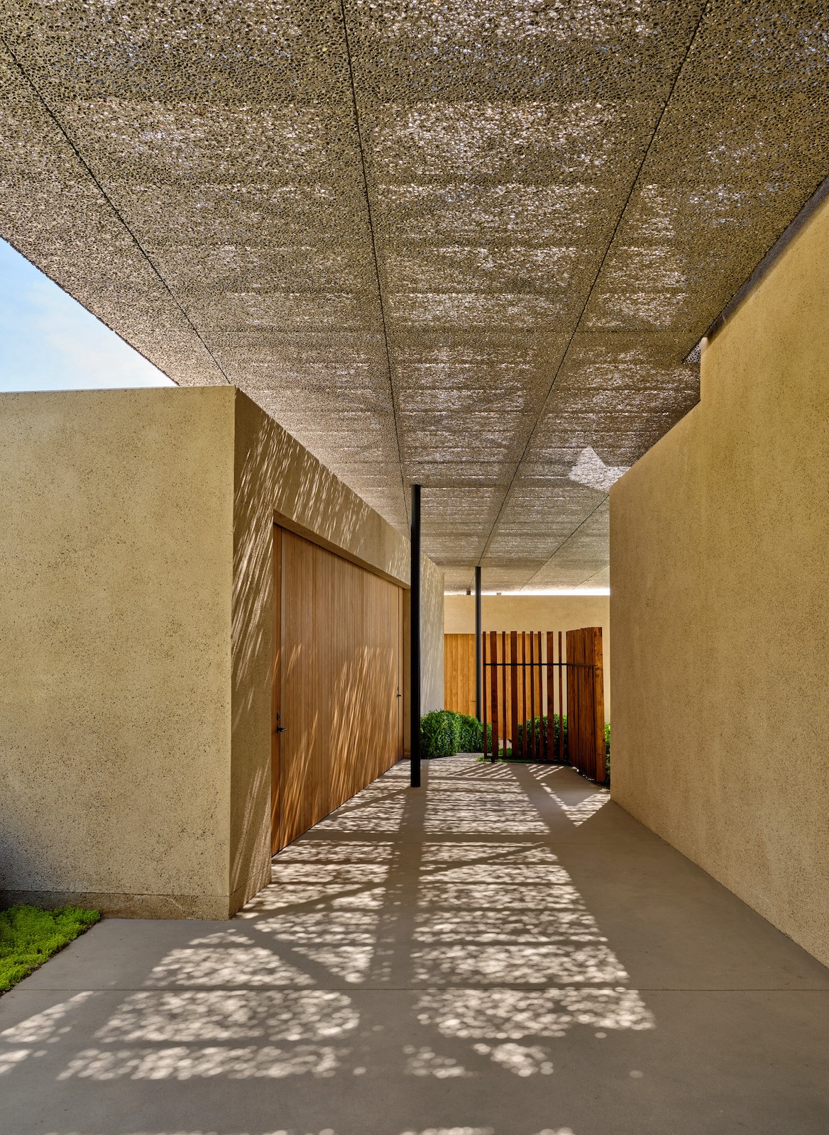 Outdoor passageway under canopy