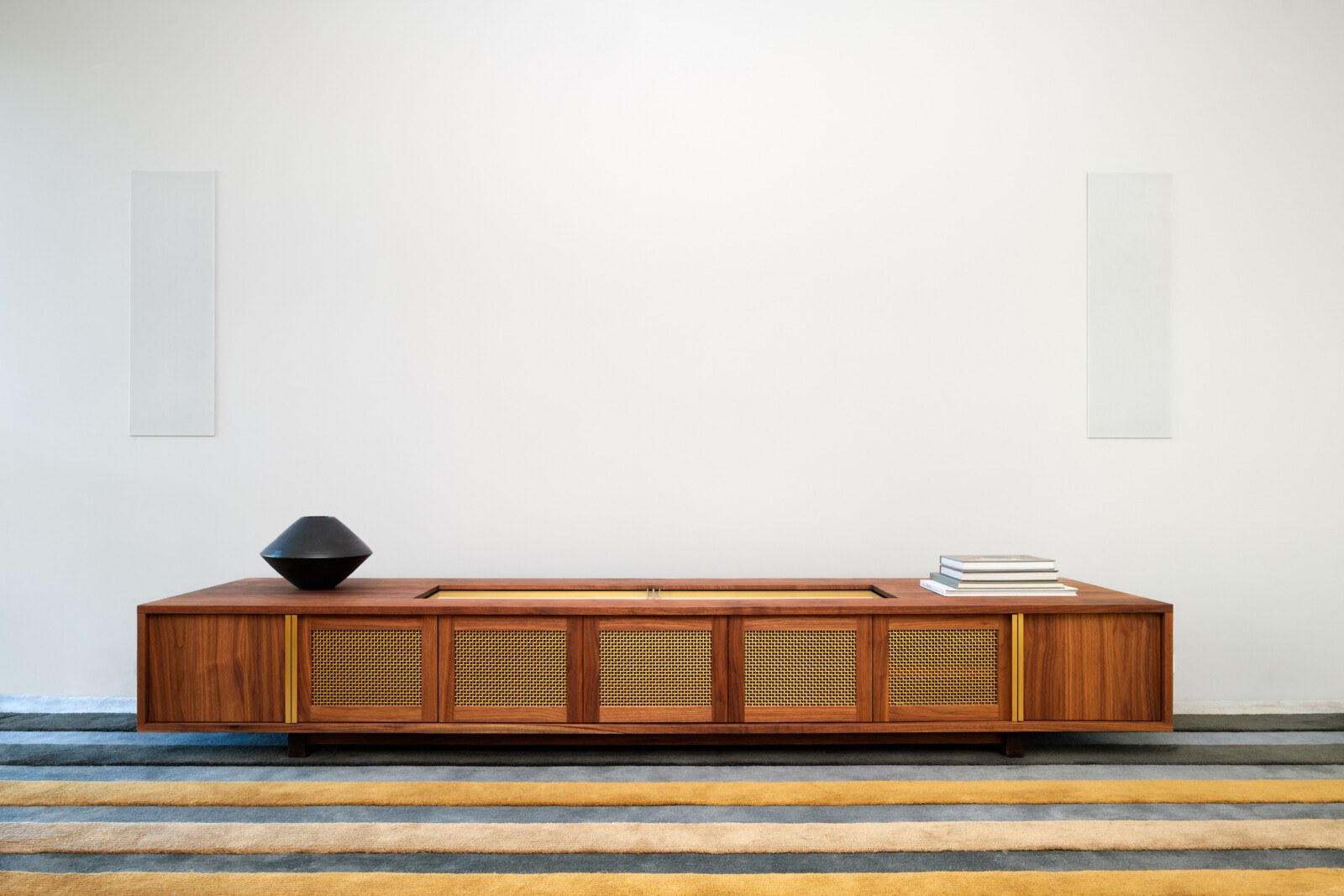 Concealed Projector Media Credenza against wall