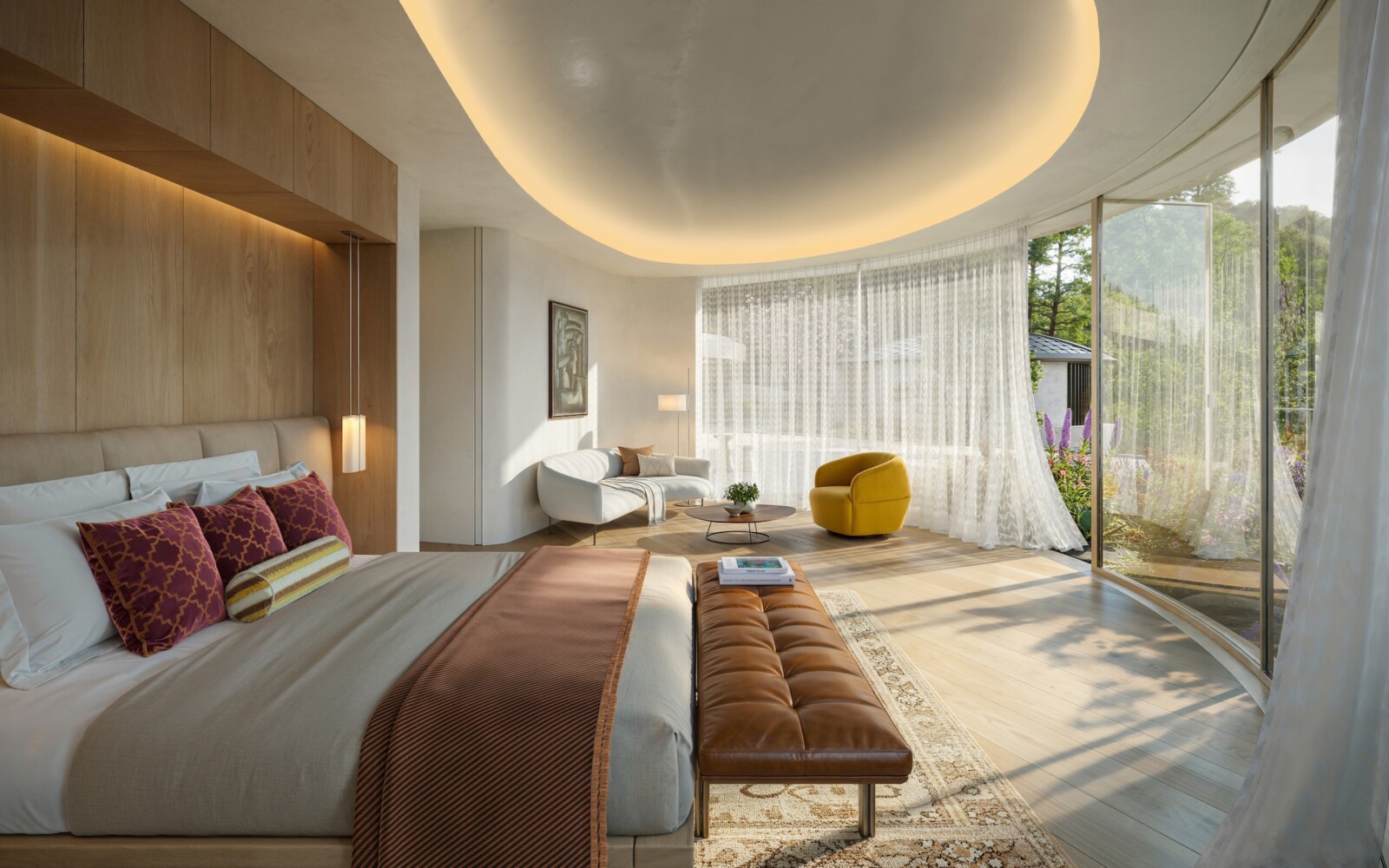 Rendering of the primary bedroom in our Viewcrest project
